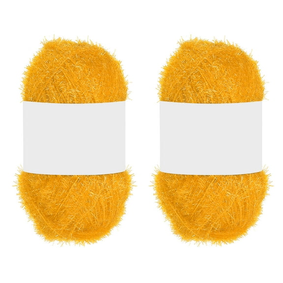 2 Skeins 109 Yards Scrubbie Yarn, Sparkle Yarn Polyester Scrubbie Sparkle Glass for Dishcloths Crocheting Knitting DIY Crafts Blanket Rug Sweater Scarf Hat, Gold