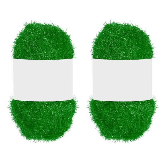 2 Skeins 109 Yards Scrubbie Yarn, Sparkle Yarn Polyester Scrubbie Sparkle Glass for Dishcloths Crocheting Knitting DIY Crafts Blanket Rug Sweater Scarf Hat, Green