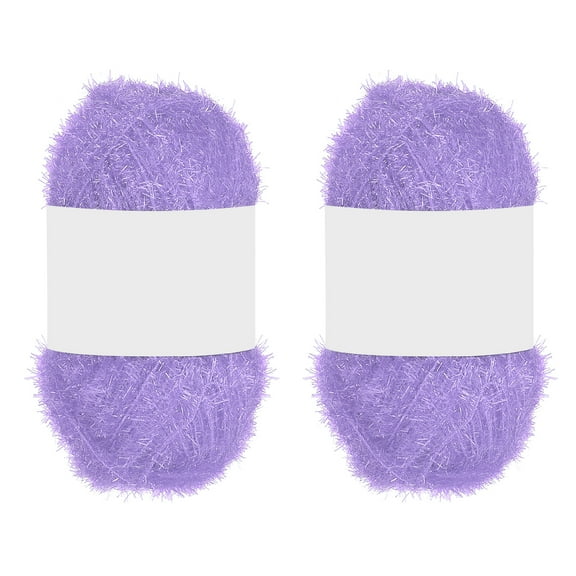 2 Skeins 109 Yards Scrubbie Yarn, Sparkle Yarn Polyester Scrubbie Sparkle Glass for Dishcloths Crocheting Knitting DIY Crafts Blanket Rug Sweater Scarf Hat, Purple