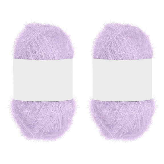 2 Skeins 109 Yards Scrubbie Yarn, Sparkle Yarn Polyester Scrubbie Sparkle Glass for Dishcloths Crocheting Knitting DIY Crafts Blanket Rug Sweater Scarf Hat, Light Purple