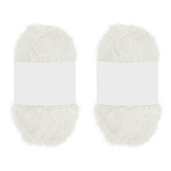 2 Skeins 109 Yards Scrubbie Yarn, Sparkle Yarn Polyester Scrubbie Sparkle Glass for Dishcloths Crocheting Knitting DIY Crafts Blanket Rug Sweater Scarf Hat, White