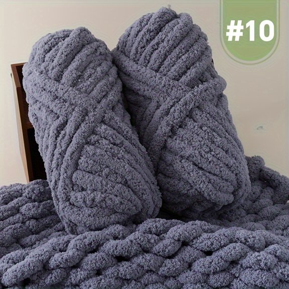[2 Skeins/500G] Extra Thick Cat Tail Yarn Finger Yarn Chenille Yarn Suitable for Knitting Handmade Cat Bed Cushion Blanket Hat Scarf Thread Etc., 20Mm