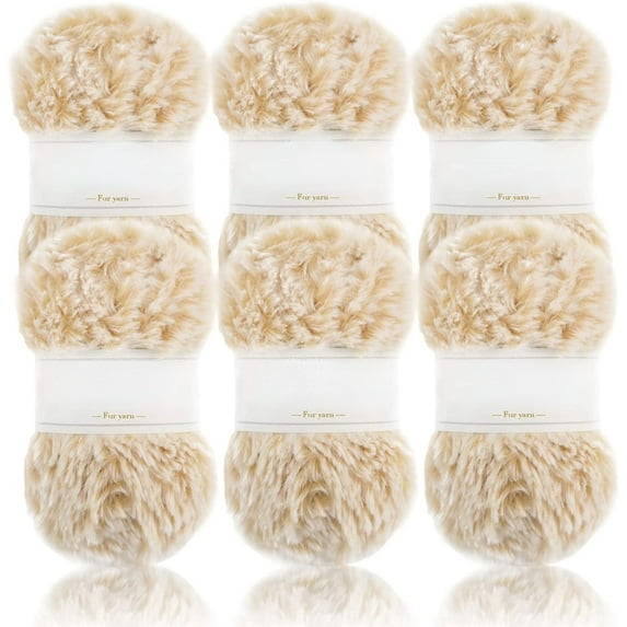 2 Skeins /6 Skeins Super Soft Fur Yarn Chunky Fluffy Faux Fur Yarn Eyelash Yarn for Crochet Knit-Total Length 2×32m(2×35yds,50g×2)