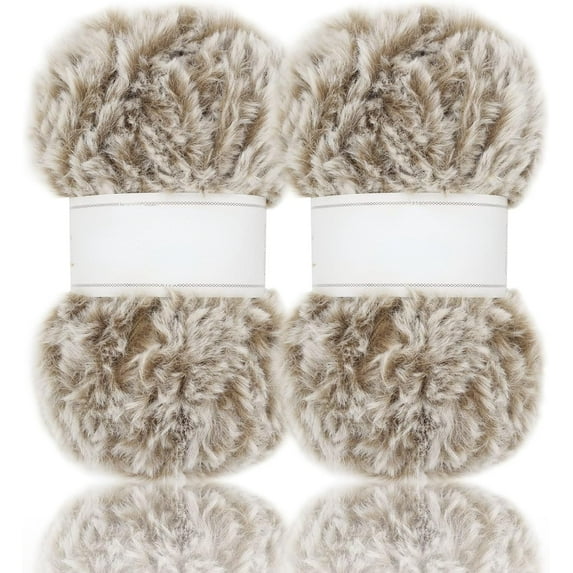 2 Skeins /6 Skeins Super Soft Fur Yarn Chunky Fluffy Faux Fur Yarn Eyelash Yarn for Crochet Knit-Total Length 2×32m(2×35yds,50g×2)