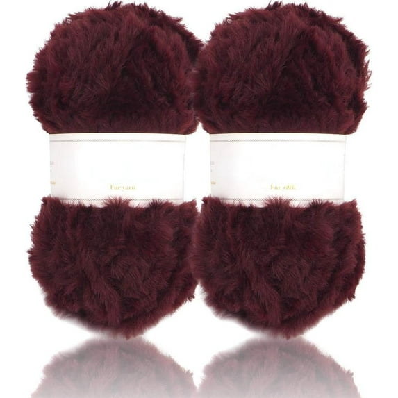2 Skeins /6 Skeins Super Soft Fur Yarn Chunky Fluffy Faux Fur Yarn Eyelash Yarn for Crochet Knit-Total Length 2×32m(2×35yds,50g×2)