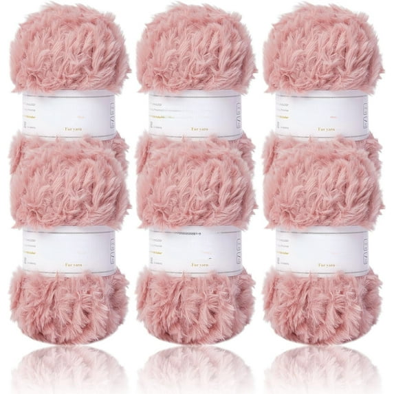 2 Skeins /6 Skeins Super Soft Fur Yarn Chunky Fluffy Faux Fur Yarn Eyelash Yarn for Crochet Knit-Total Length 2×32m(2×35yds,50g×2)