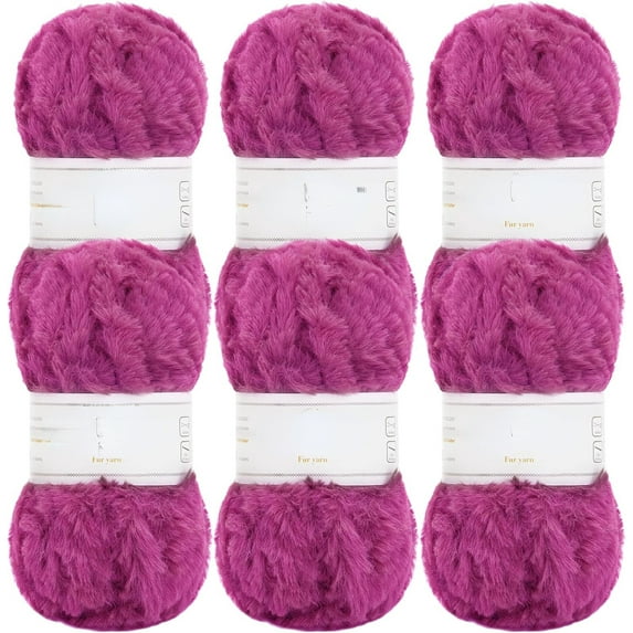 2 Skeins /6 Skeins Super Soft Fur Yarn Chunky Fluffy Faux Fur Yarn Eyelash Yarn for Crochet Knit-Total Length 2×32m(2×35yds,50g×2)