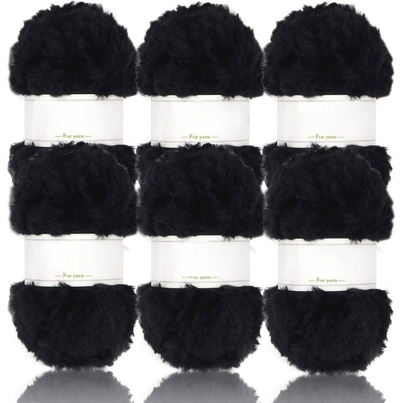 2 Skeins /6 Skeins Super Soft Fur Yarn Chunky Fluffy Faux Fur Yarn Eyelash Yarn for Crochet Knit-Total Length 2×32m(2×35yds,50g×2)