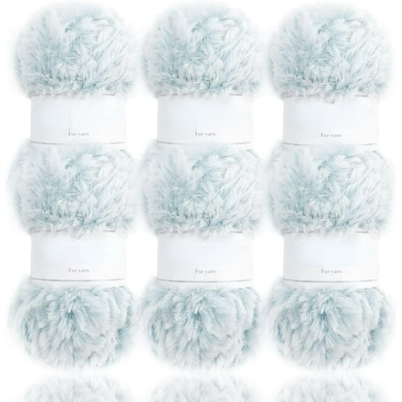 2 Skeins /6 Skeins Super Soft Fur Yarn Chunky Fluffy Faux Fur Yarn Eyelash Yarn for Crochet Knit-Total Length 2×32m(2×35yds,50g×2)