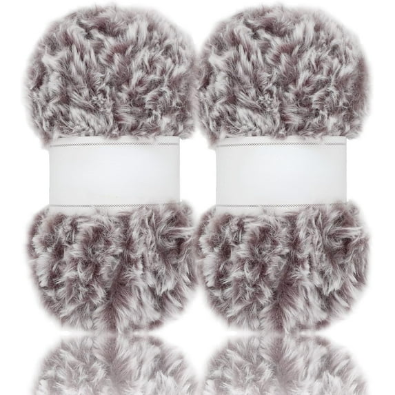 2 Skeins /6 Skeins Super Soft Fur Yarn Chunky Fluffy Faux Fur Yarn Eyelash Yarn for Crochet Knit-Total Length 2×32m(2×35yds,50g×2)