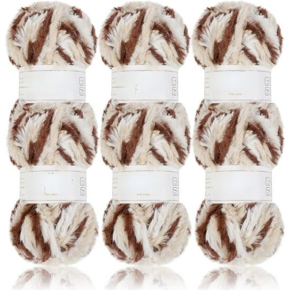 2 Skeins /6 Skeins Super Soft Fur Yarn Chunky Fluffy Faux Fur Yarn Eyelash Yarn for Crochet Knit-Total Length 2×32m(2×35yds,50g×2)