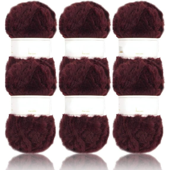 2 Skeins /6 Skeins Super Soft Fur Yarn Chunky Fluffy Faux Fur Yarn Eyelash Yarn for Crochet Knit-Total Length 2×32m(2×35yds,50g×2)