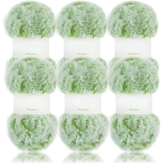 2 Skeins/6Skeins Super Soft Fur Yarn Chunky Fluffy Faux Fur Yarn Eyelash Yarn for Crochet Knit-Total Length 2×32m(2×35yds,50g×2) or 6×32m(6×35yds,50g×6)