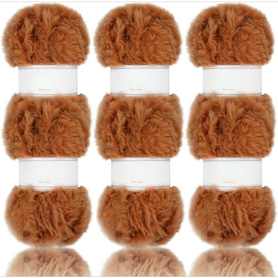 2 Skeins/6Skeins Super Soft Fur Yarn Chunky Fluffy Faux Fur Yarn Eyelash Yarn for Crochet Knit-Total Length 2×32m(2×35yds,50g×2) or 6×32m(6×35yds,50g×6)