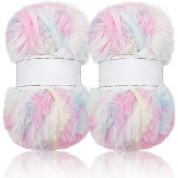 2 Skeins/6Skeins Super Soft Fur Yarn Chunky Fluffy Faux Fur Yarn Eyelash Yarn for Crochet Knit-Total Length 2×32m(2×35yds,50g×2) or 6×32m(6×35yds,50g×6)