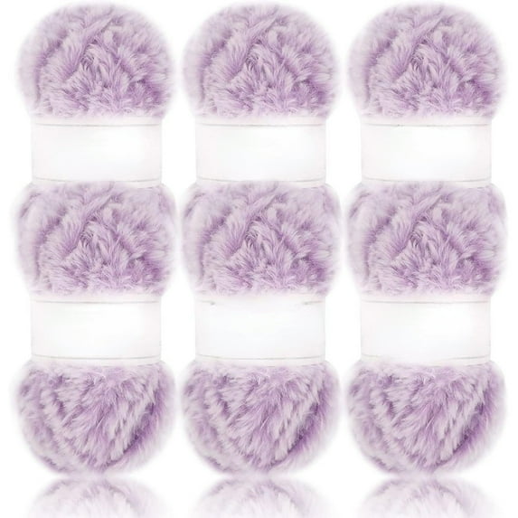 2 Skeins/6Skeins Super Soft Fur Yarn Chunky Fluffy Faux Fur Yarn Eyelash Yarn for Crochet Knit-Total Length 2×32m(2×35yds,50g×2) or 6×32m(6×35yds,50g×6)