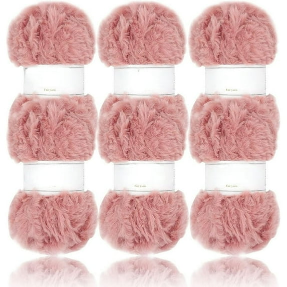 2 Skeins/6Skeins Super Soft Fur Yarn Chunky Fluffy Faux Fur Yarn Eyelash Yarn for Crochet Knit-Total Length 2×32m(2×35yds,50g×2) or 6×32m(6×35yds,50g×6)