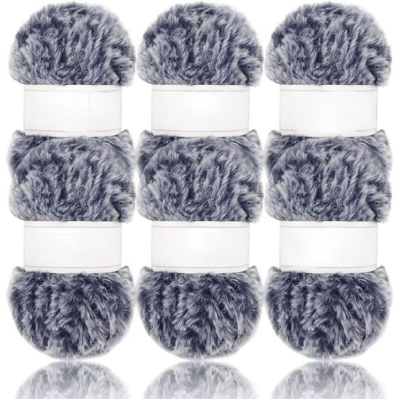 2 Skeins/6Skeins Super Soft Fur Yarn Chunky Fluffy Faux Fur Yarn Eyelash Yarn for Crochet Knit-Total Length 2×32m(2×35yds,50g×2) or 6×32m(6×35yds,50g×6)