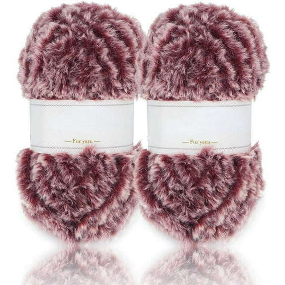 2 Skeins/6Skeins Super Soft Fur Yarn Chunky Fluffy Faux Fur Yarn Eyelash Yarn for Crochet Knit-Total Length 2×32m(2×35yds,50g×2) or 6×32m(6×35yds,50g×6)