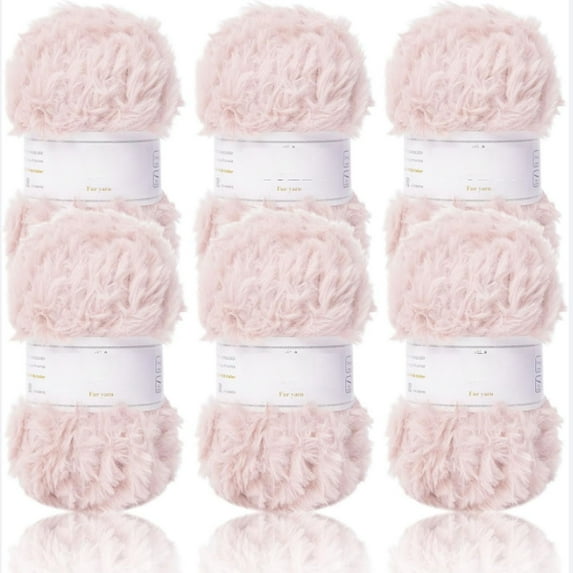 2 Skeins/6Skeins Super Soft Fur Yarn Chunky Fluffy Faux Fur Yarn Eyelash Yarn for Crochet Knit-Total Length 2×32m(2×35yds,50g×2) or 6×32m(6×35yds,50g×6)