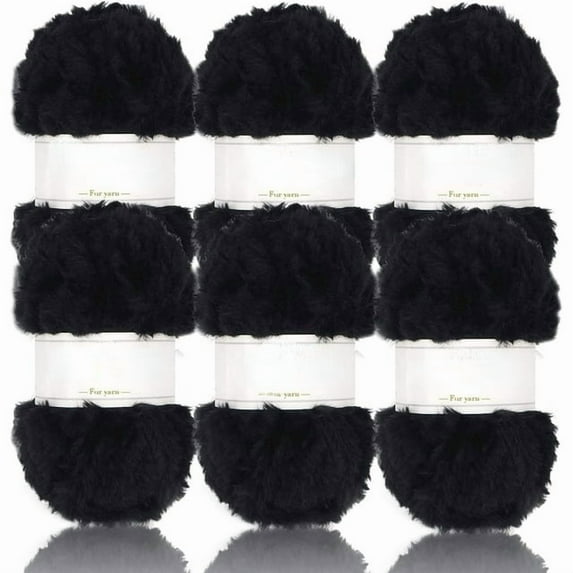 2 Skeins/6Skeins Super Soft Fur Yarn Chunky Fluffy Faux Fur Yarn Eyelash Yarn for Crochet Knit-Total Length 2×32m(2×35yds,50g×2) or 6×32m(6×35yds,50g×6)