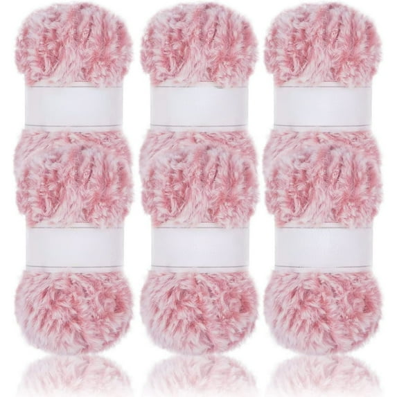 2 Skeins/6Skeins Super Soft Fur Yarn Chunky Fluffy Faux Fur Yarn Eyelash Yarn for Crochet Knit-Total Length 2×32m(2×35yds,50g×2) or 6×32m(6×35yds,50g×6)