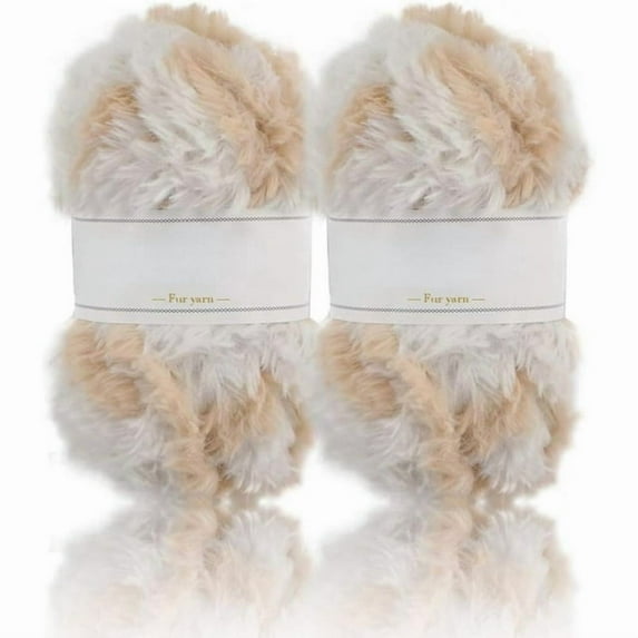 2 Skeins/6Skeins Super Soft Fur Yarn Chunky Fluffy Faux Fur Yarn Eyelash Yarn for Crochet Knit-Total Length 2×32m(2×35yds,50g×2) or 6×32m(6×35yds,50g×6)