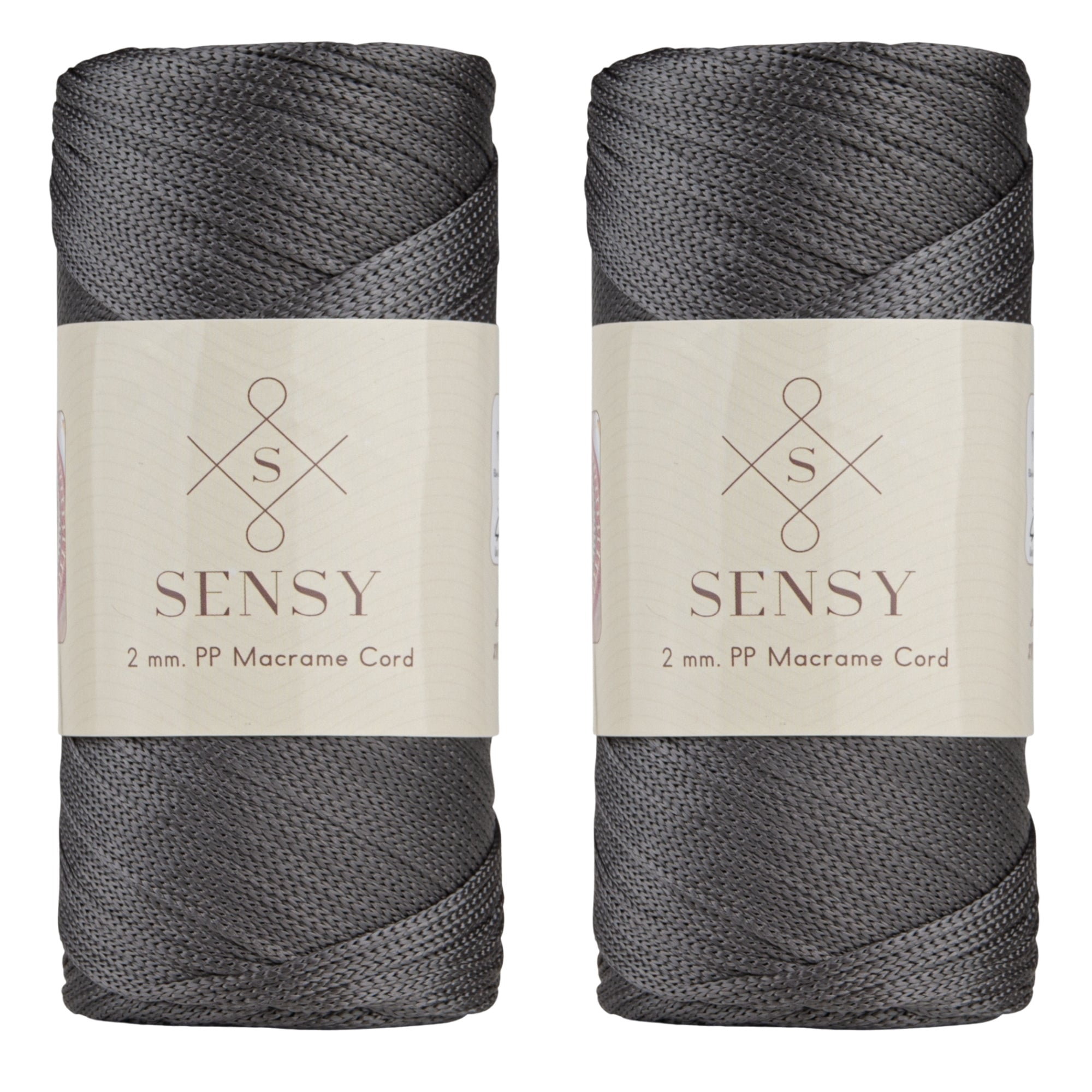 2 Skeins of Sensy Premium 2mm 251 Yards Polyester Rope 100% Polypropylene Cord Macrame Cord 2mm Crochet Bag Cord Macrame Rope Crochet Thread Gift for Knitter (Anthracite)