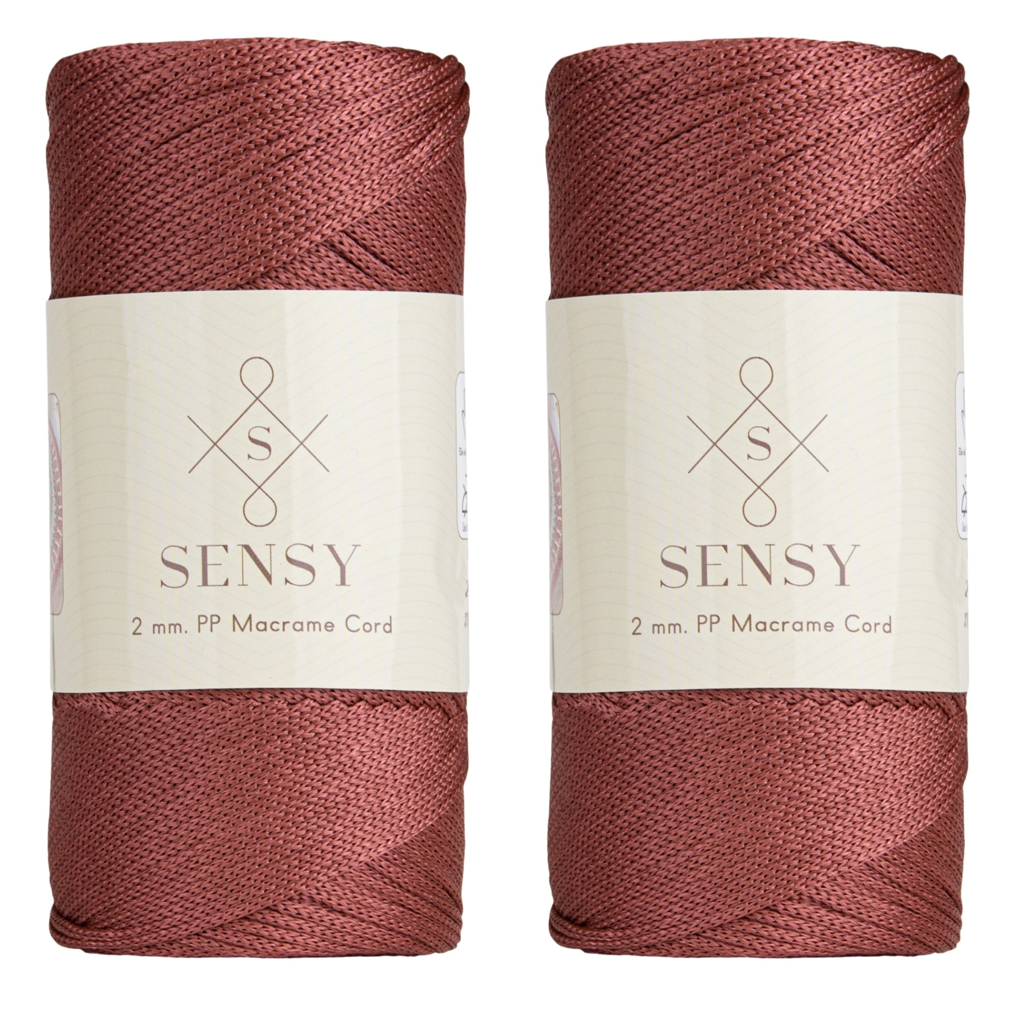 2 Skeins of Sensy Premium 2mm 251 Yards Polyester Rope 100% Polypropylene Cord Macrame Cord 2mm Crochet Bag Cord Macrame Rope Crochet Thread Gift for Knitter (Dusty Rose)