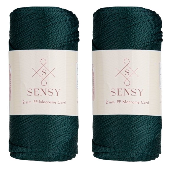 2 Skeins of Sensy Premium 2mm 251 Yards Polyester Rope 100% Polypropylene Cord Macrame Cord 2mm Crochet Bag Cord Macrame Rope Crochet Thread Gift for Knitter (Forest Green)