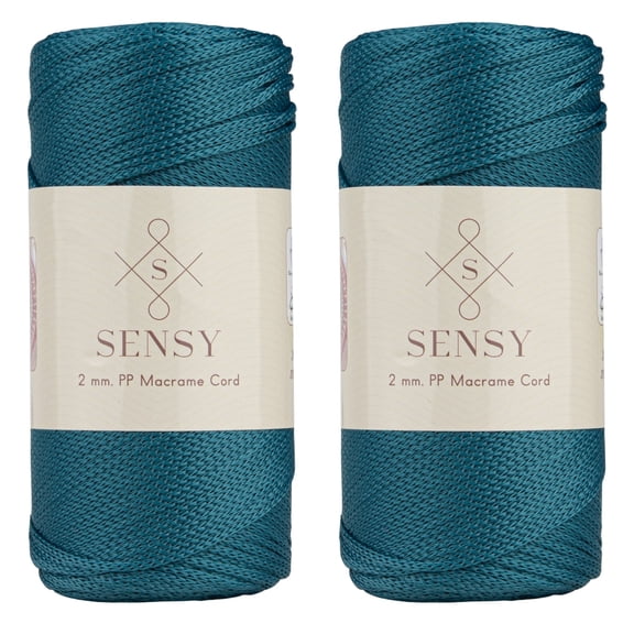2 Skeins of Sensy Premium 2mm 251 Yards Polyester Rope 100% Polypropylene Cord Macrame Cord 2mm Crochet Bag Cord Macrame Rope Crochet Thread Gift for Knitter (Peacock)