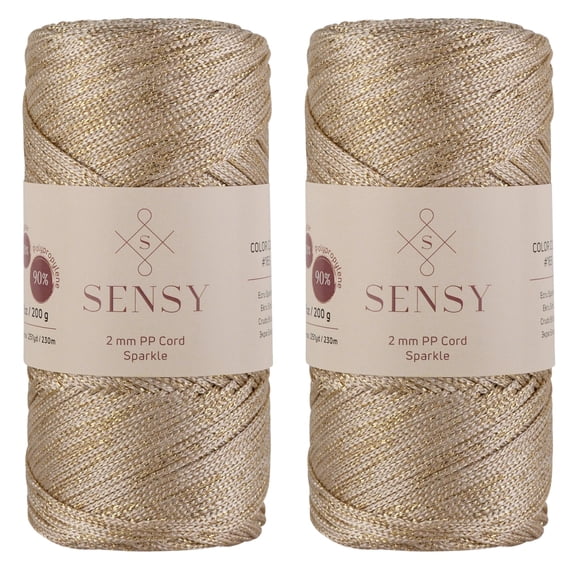 S SENSY 2mm Sparkle Polyester Macrame Cord, 251 Yards, 2 Piece