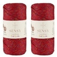thumbnail image 1 of 2 Skeins of Sensy Premium 2mm 251 Yards Sparkle Polyester Rope 90% Polypropylene 10% Polyester Cord Macrame Cord 2mm Crochet Bag Cord Macrame Rope Crochet Thread for Knitter (Dark Red Multi Sparkle), 1 of 5