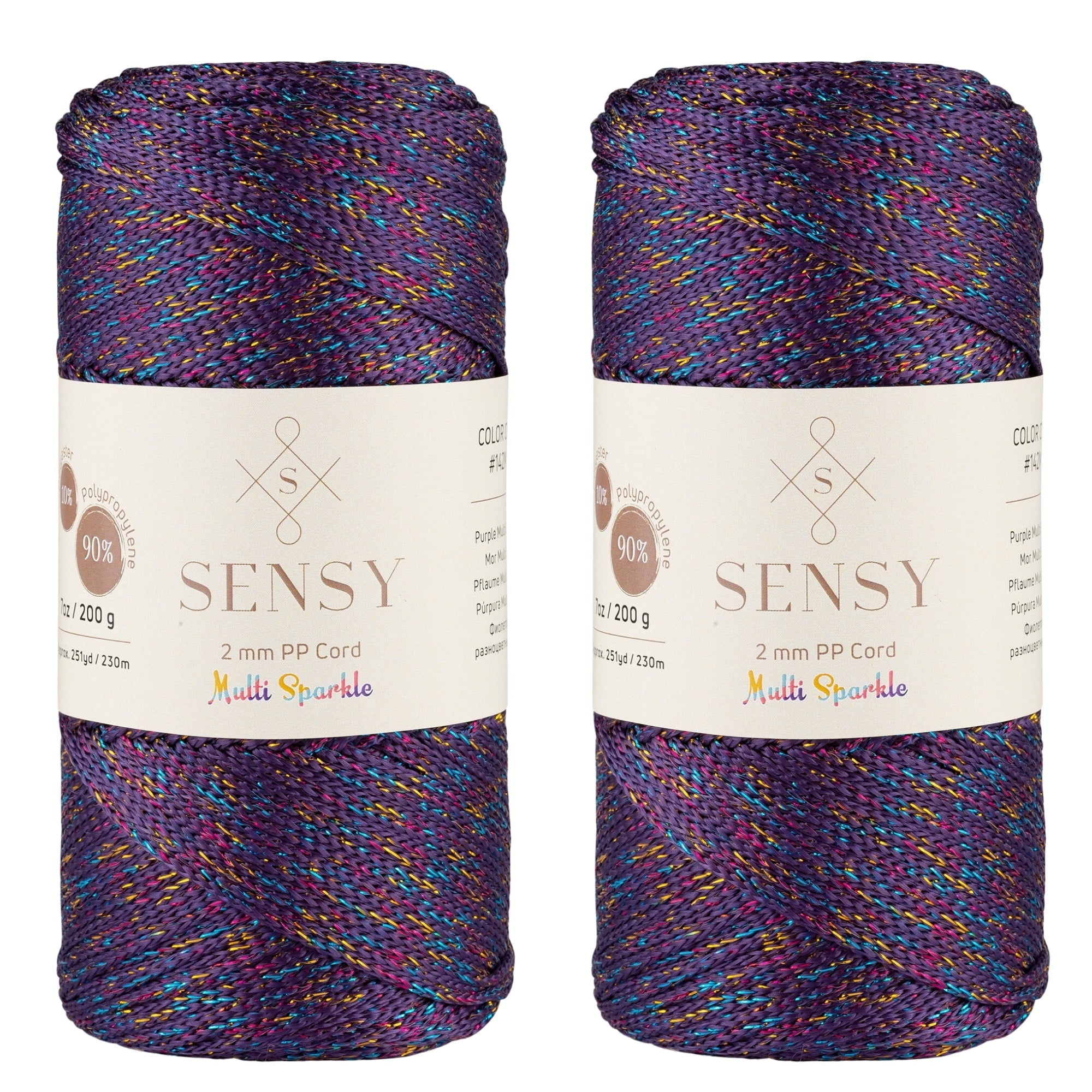 2 Skeins of Sensy Premium 2mm 251 Yards Sparkle Polyester Rope 90% ...