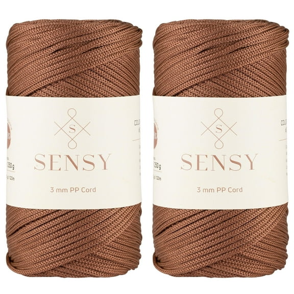 2 Skeins of Sensy Premium 3mm 131 Yards Polyester Rope 100% Polypropylene Cord Macrame Cord 3mm Crochet Bag Cord Macrame Rope Crochet Thread Gift for Knitter (Copper)
