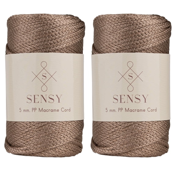 2 Skeins of Sensy Premium 5mm 104 Yards Polyester Rope 100% Polypropylene Cord Macrame Cord 5mm Crochet Bag Cord Macrame Rope Crochet Thread Gift for Knitter (Mink)