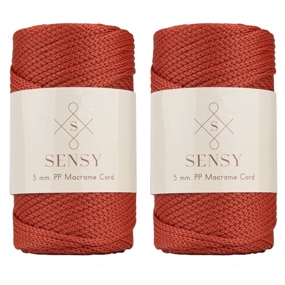 2 Skeins of Sensy Premium 5mm 104 Yards Polyester Rope 100% Polypropylene Cord Macrame Cord 5mm Crochet Bag Cord Macrame Rope Crochet Thread Gift for Knitter (Brick)
