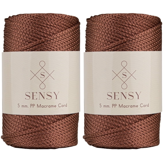 2 Skeins of Sensy Premium 5mm 104 Yards Polyester Rope 100% Polypropylene Cord Macrame Cord 5mm Crochet Bag Cord Macrame Rope Crochet Thread Gift for Knitter (Copper)