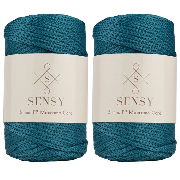 2 Skeins of Sensy Premium 5mm 104 Yards Polyester Rope 100% Polypropylene Cord Macrame Cord 5mm Crochet Bag Cord Macrame Rope Crochet Thread Gift for Knitter (Peacock)