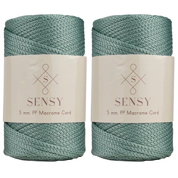 2 Skeins of Sensy Premium 5mm 104 Yards Polyester Rope 100% Polypropylene Cord Macrame Cord 5mm Crochet Bag Cord Macrame Rope Crochet Thread Gift for Knitter (Sage)