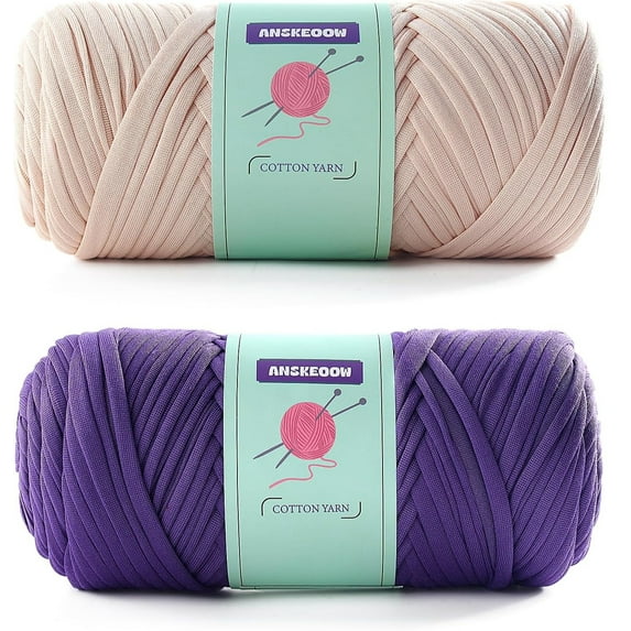 2 Skeins Tshirt Yarn for Crochet,Soft T Shirt Yarn for Crocheting Bag/Basket/Home Decor,Trapillo para Tejer a Crochet Bolsas Each Ribbon Yarn 7oz, 65yds