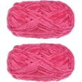 thumbnail image 1 of 2 Skeins Velvet Yarn Chenille Yarn 2x100g/7.1oz 174 Yards Total Length #6 Super Bulky Polyester Soft Blanket Yarn for Knitting Weaving Scarf, Hot Pink, 1 of 7