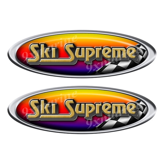 2 Ski Supreme Red Racing Oval Stickers