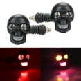 thumbnail image 1 of 2 Skull Head Bike Blinkers, LED Amber Turn Signal Indicator Light, Amber Motorcycle Turn Signals LED Skull Blinkers,10mm Screw Indicator Light Universal for Cruiser Chopper Scooter Dirt Bike Retro 12v, 1 of 7