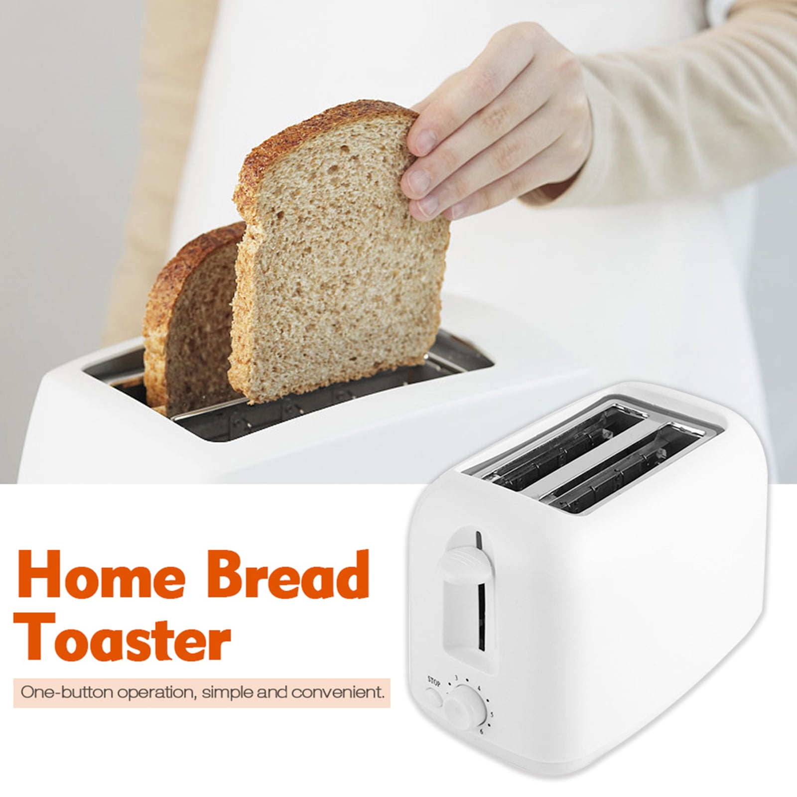 2 Slice Electric Bread Toaster with ExtraWide Slots,White
