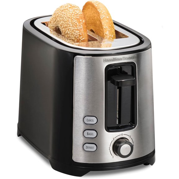 2 Slice Extra Wide Slot Toaster with Bal & Defrost Settings, Shade Selector with 7 Browning Levels, Toast Boost, Auto Shutoff, Black & Stainless Steel (22633)