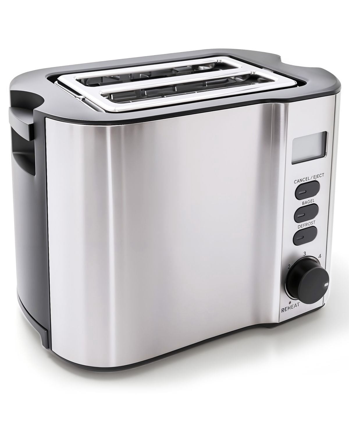 2-Slice LCD Toaster with Extra-Wide Slots, Bagel Function, LED Display, and Warming Rack