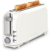 2 Slice Slim Toaster, 10" Long Slot, 6 Shade Settings, White | Long Slot, 6 Shade Settings, Cancel/Reheat/Defrost, Removable Crumb Tray