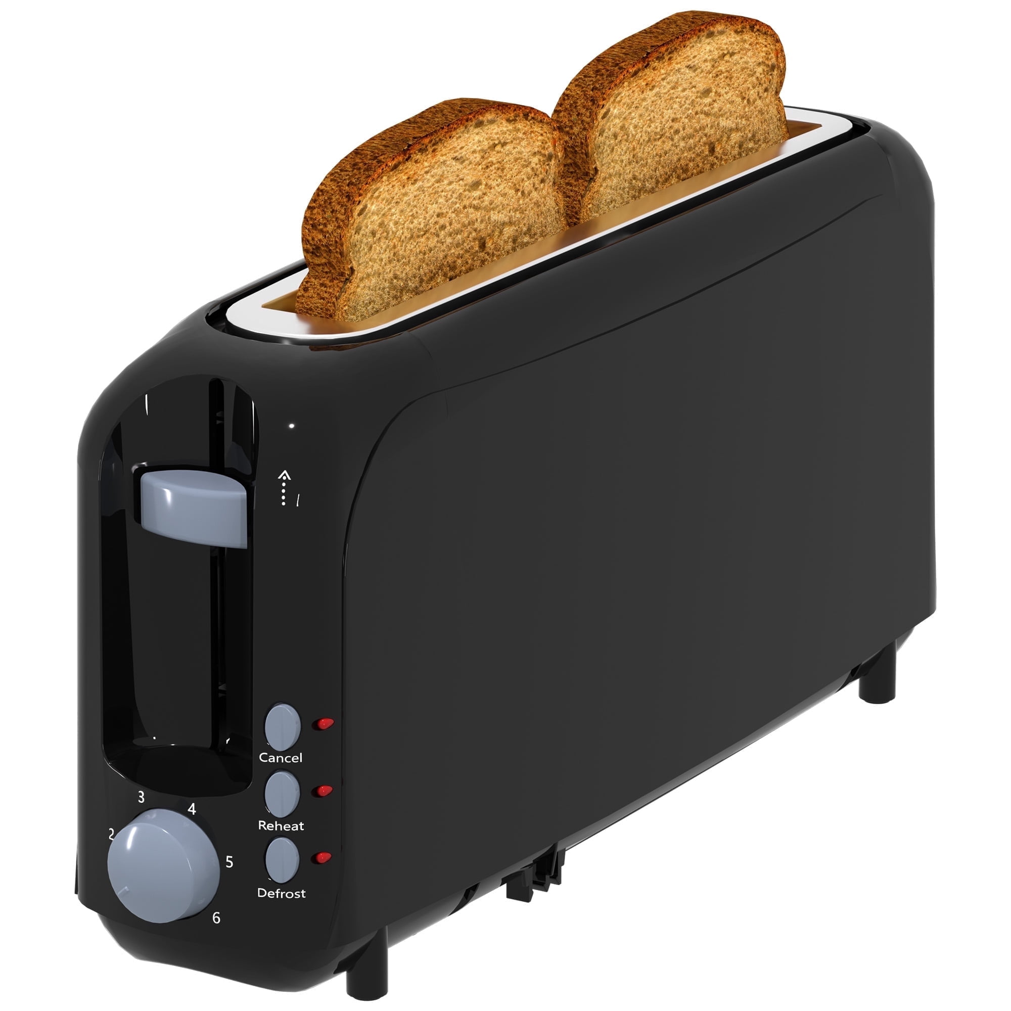 2-Slice Slim Toaster - 10" Long Slot for Bagels & Artisan Bread, 6 Shade Settings, Cancel/Reheat/Defrost, Removable Crumb Tray, Auto Shut-Off,Black