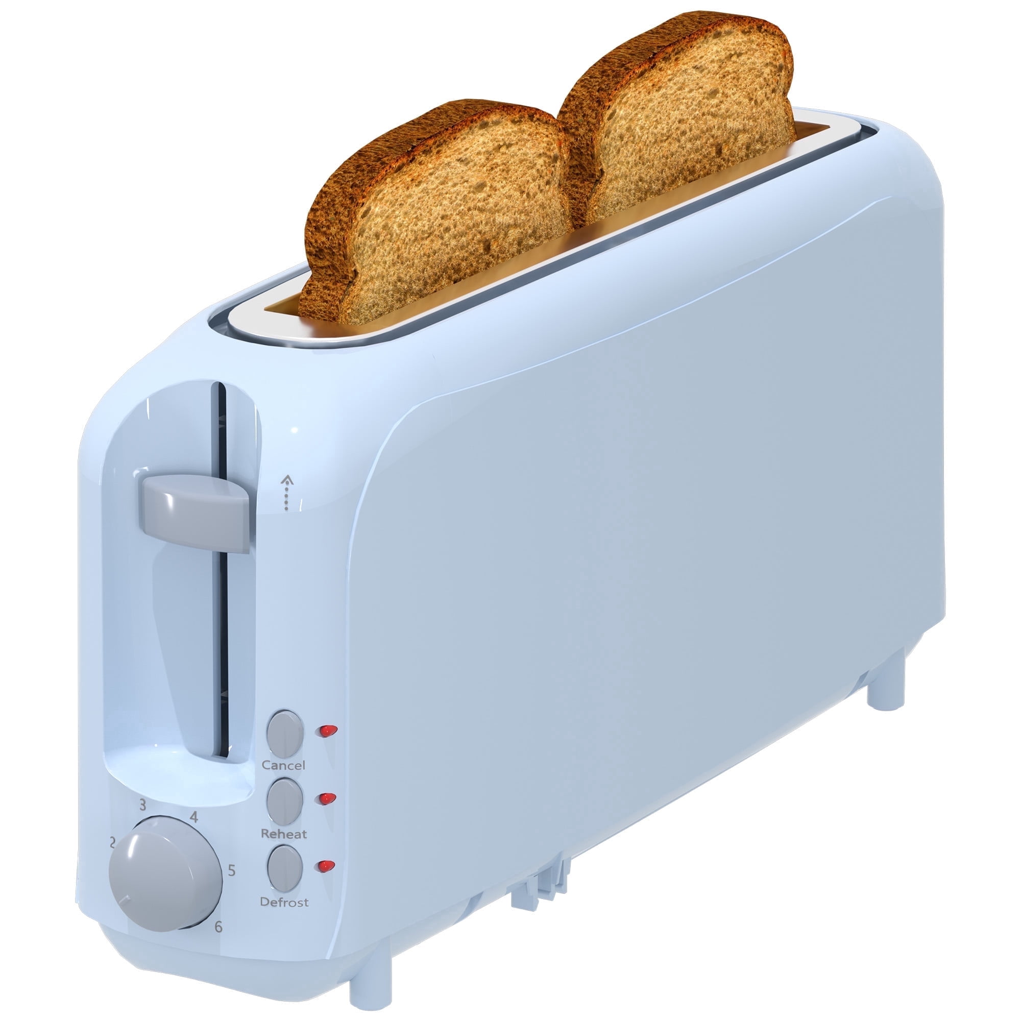 2-Slice Slim Toaster - 10" Long Slot for Bagels & Artisan Bread, 6 Shade Settings, Cancel/Reheat/Defrost, Removable Crumb Tray, Auto Shut-Off,Blue